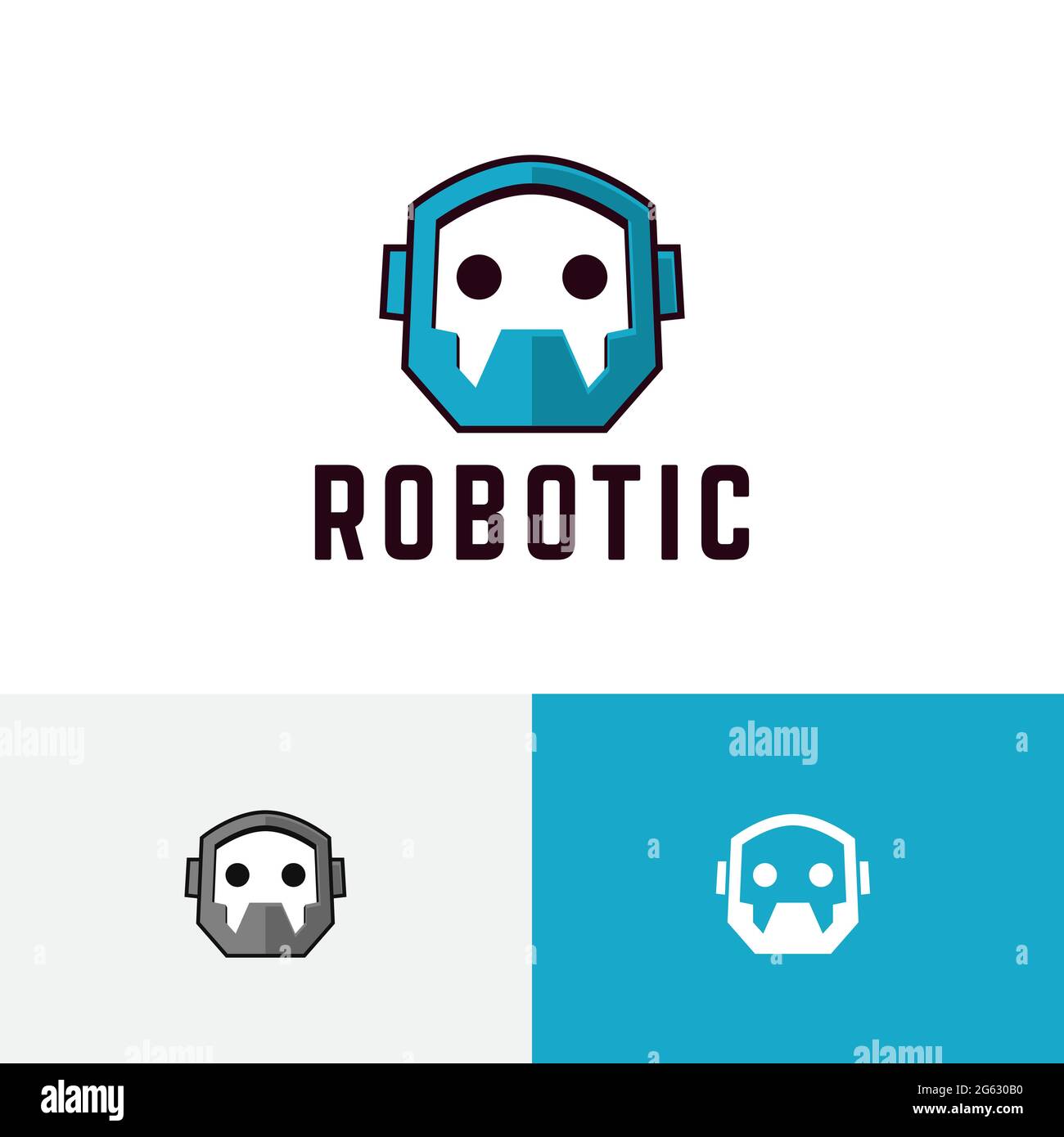Robot Automatic Worker computer Technology Logo cute Cartoon Illustrazione Vettoriale