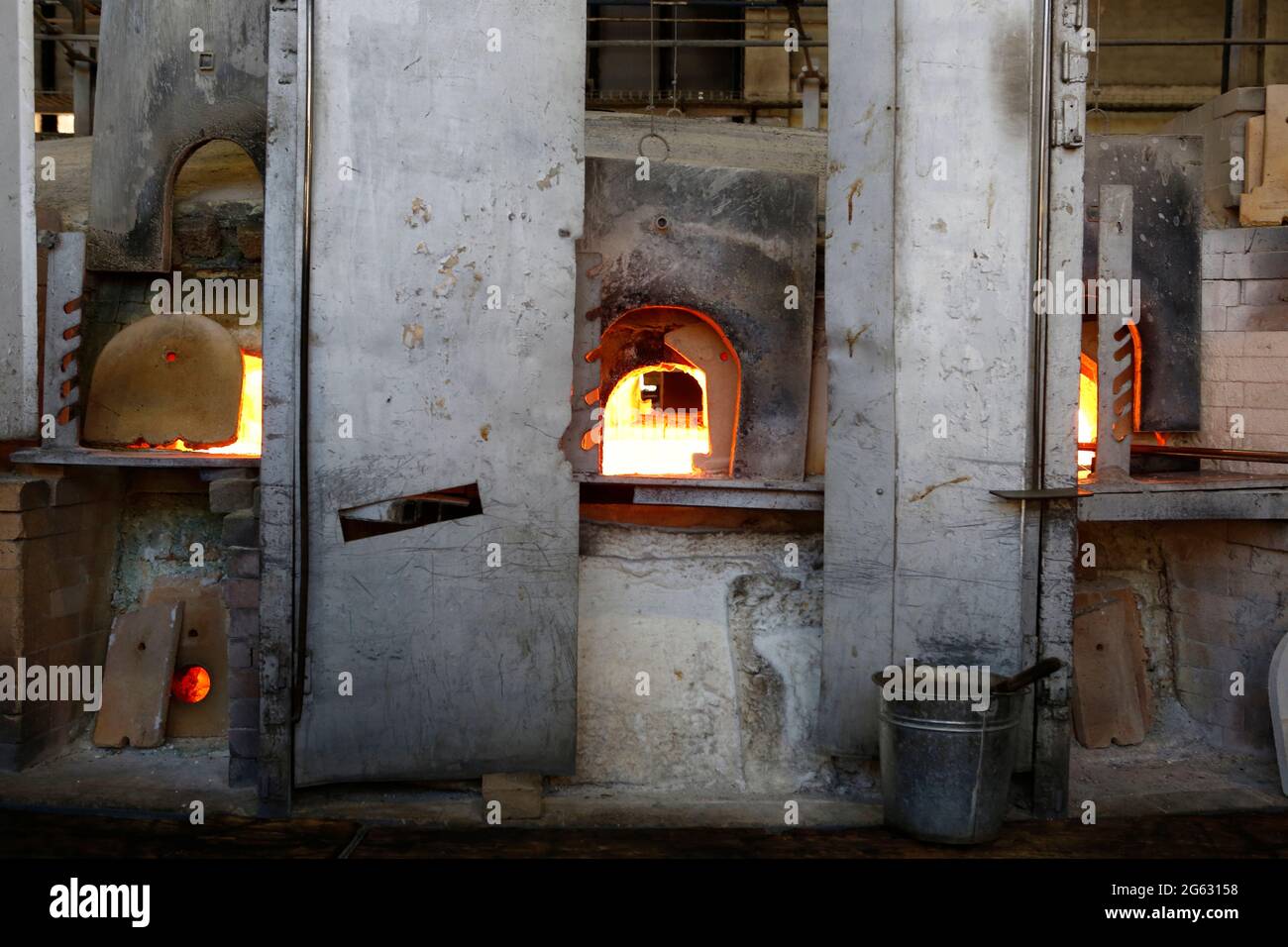 Forno di vetro, vetreria, Foto Stock