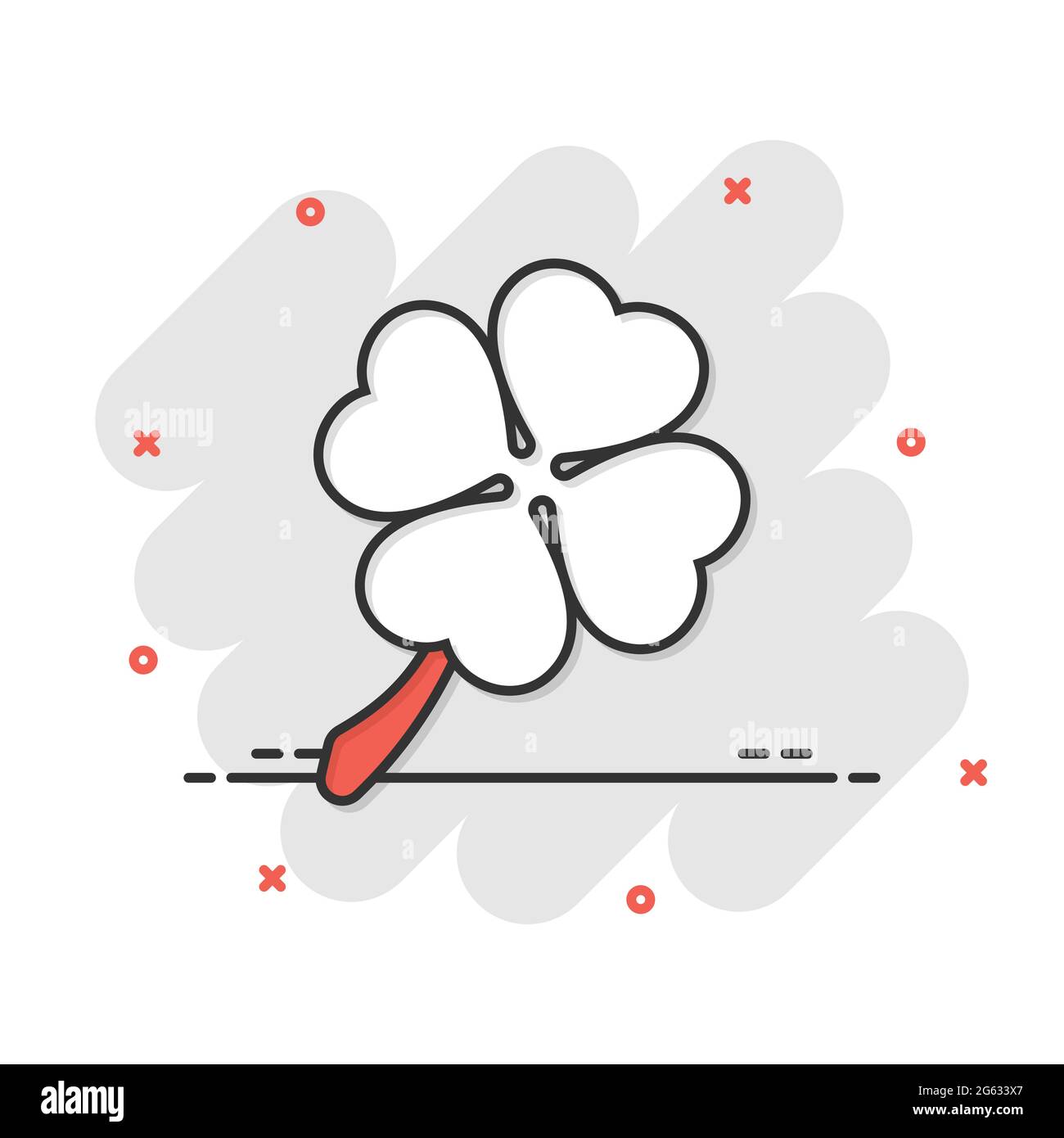 Quattro leaf clover icona in stile appartamento. Il giorno di San Patrizio illustrazione vettoriale bianco su sfondo isolato. Forma di fiore concetto aziendale. Illustrazione Vettoriale