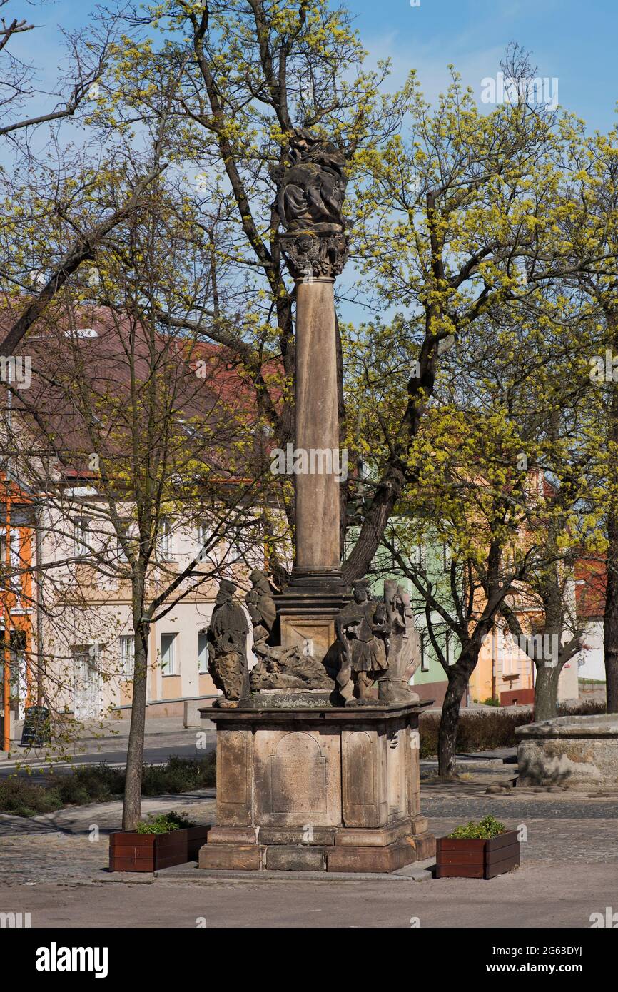 Colonna peste nella città di Postoloprty. Repubblica Ceca. Foto Stock