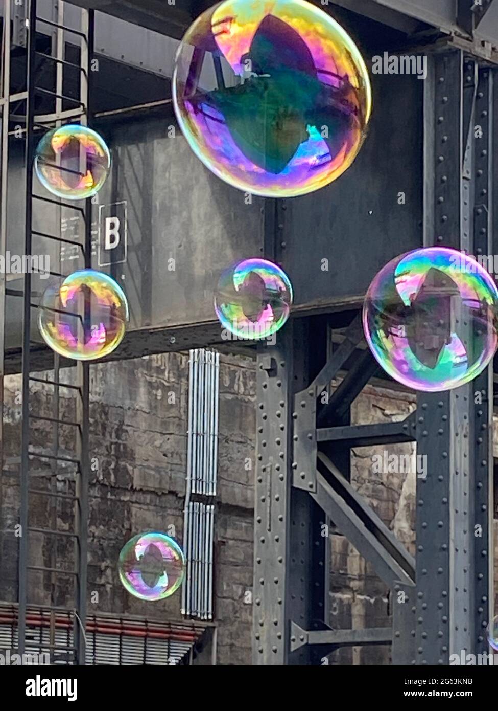 Bella foto dalla zona industriale di Duisburg con bolle Foto Stock