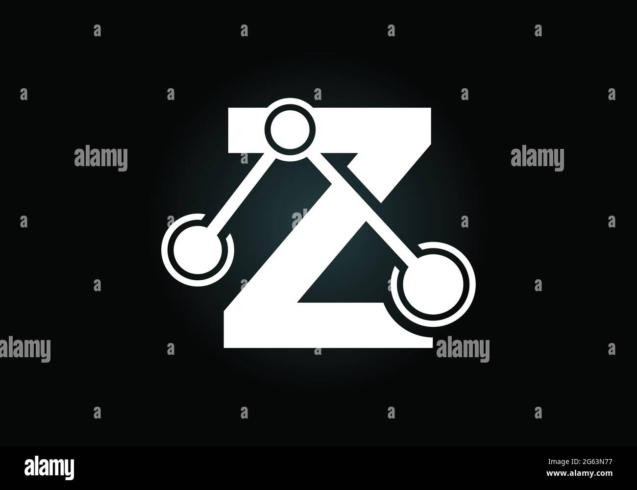 Lettera iniziale Z con il simbolo del logo della tecnologia. Adatto per tecnologia, Internet e business relativo ai dati Illustrazione Vettoriale