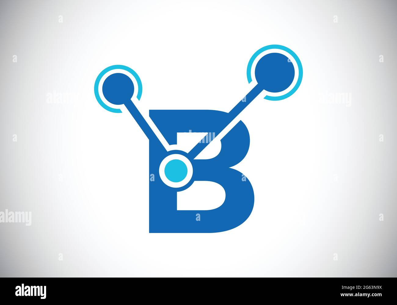 Lettera iniziale B con il simbolo del logo della tecnologia. Adatto per tecnologia, Internet e business relativo ai dati Illustrazione Vettoriale