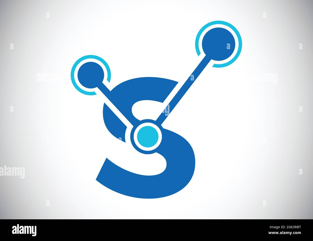 Lettera iniziale S con il simbolo del logo della tecnologia. Adatto per tecnologia, Internet e business relativo ai dati Illustrazione Vettoriale