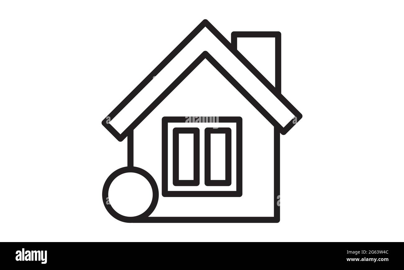 Semplice icona di casa lineare sull'immagine vettoriale isolata in bianco Illustrazione Vettoriale