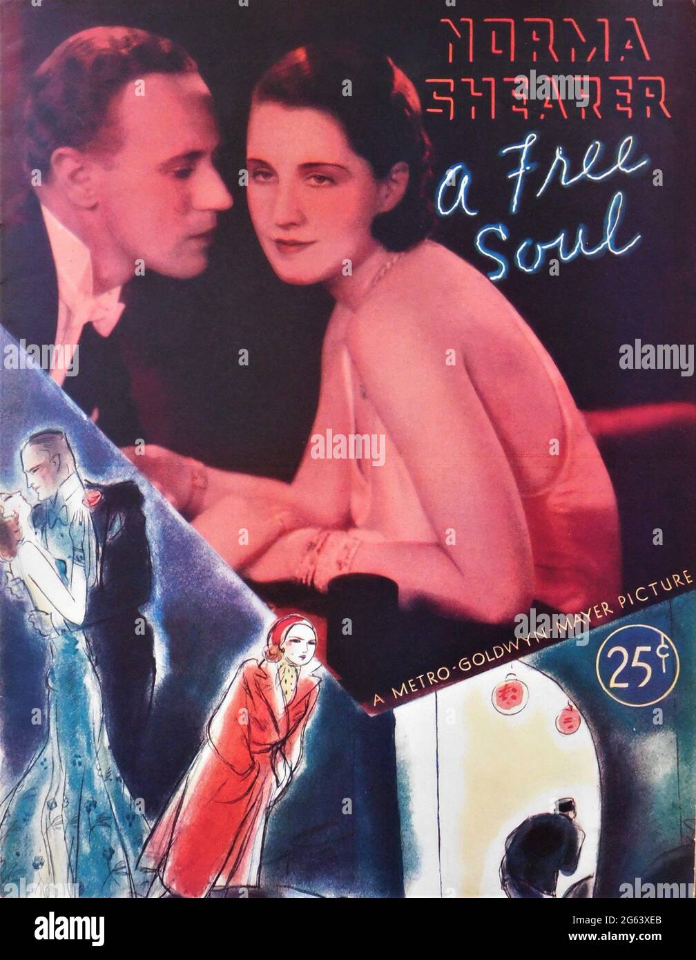 Copertina della versione originale US Program / Brochure per LESLIE HOWARD e NORMA SHEARER in A FREE SOUL 1931 regista CLARENCE MARRONE libro Adela Rogers St. Johns camici Gilbert Adrian Metro Goldwyn Mayer Foto Stock