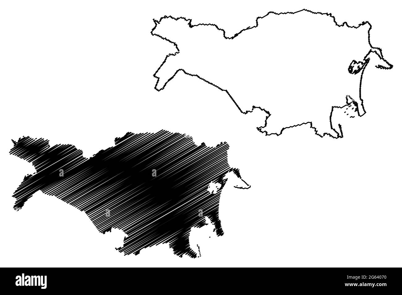 Provincia di Ferrara (Italia, Repubblica Italiana, Regione Emilia-Romagna) mappa illustrazione vettoriale, schizzo della mappa della provincia di Ferrara Illustrazione Vettoriale
