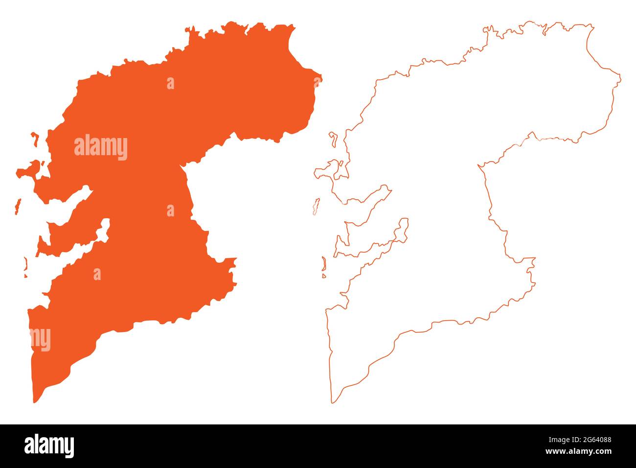 Provincia di Pontevedra (Regno di Spagna, comunità autonoma della Galizia) mappa vettoriale illustrazione, abbozzare la mappa Pontevedra Illustrazione Vettoriale