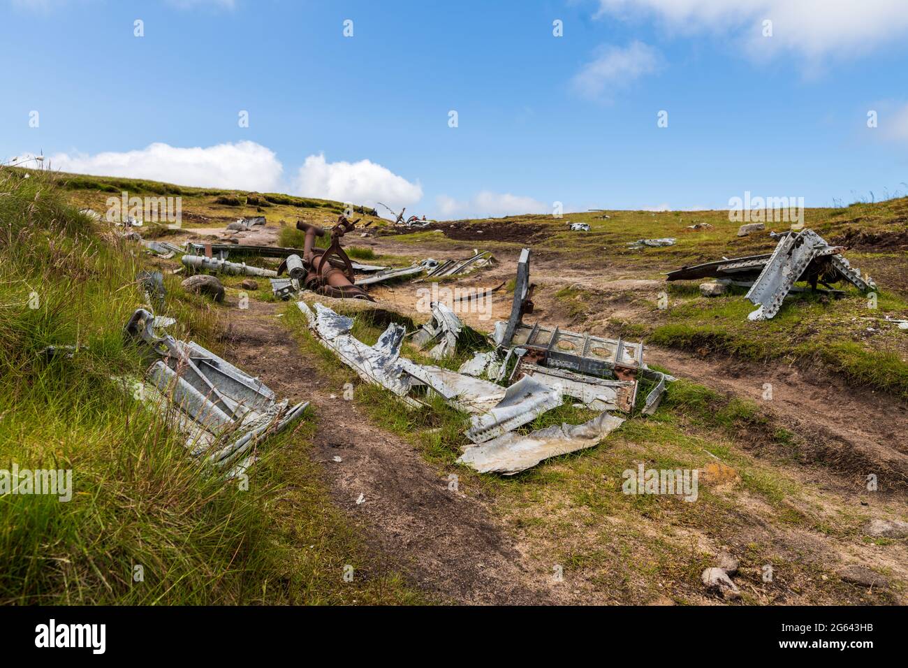Super fortezza aereo crash sito Bleaklow Moor Peak Distretto UK Foto Stock