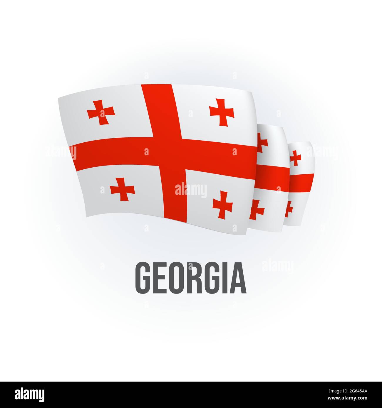 Bandiera vettoriale della Georgia. Bandiera georgiana ondulata. Illustrazione vettoriale. Illustrazione Vettoriale