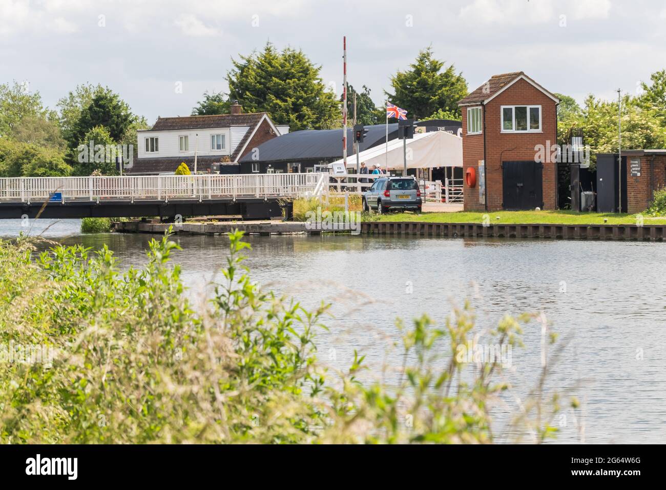 Patch Bridge che attraversa il Gloucester Sharpness Canal nella contea di Gloucestershire Foto Stock
