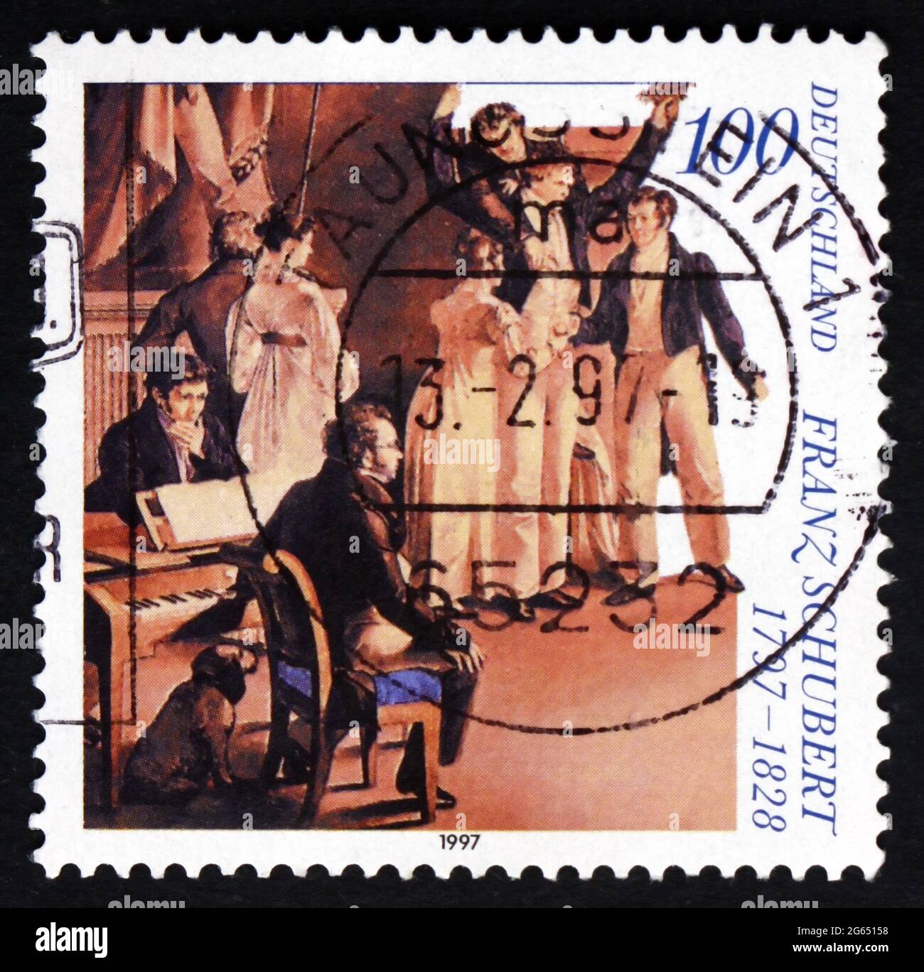 GERMANIA - CIRCA 1997: Un francobollo stampato in Germania mostra Franz Peter Schubert, compositore austriaco, circa 1997 Foto Stock