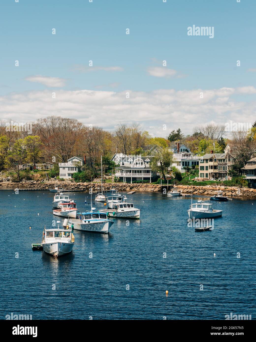 Un gruppo di barche nel porto, Ogunquit, Maine Foto Stock
