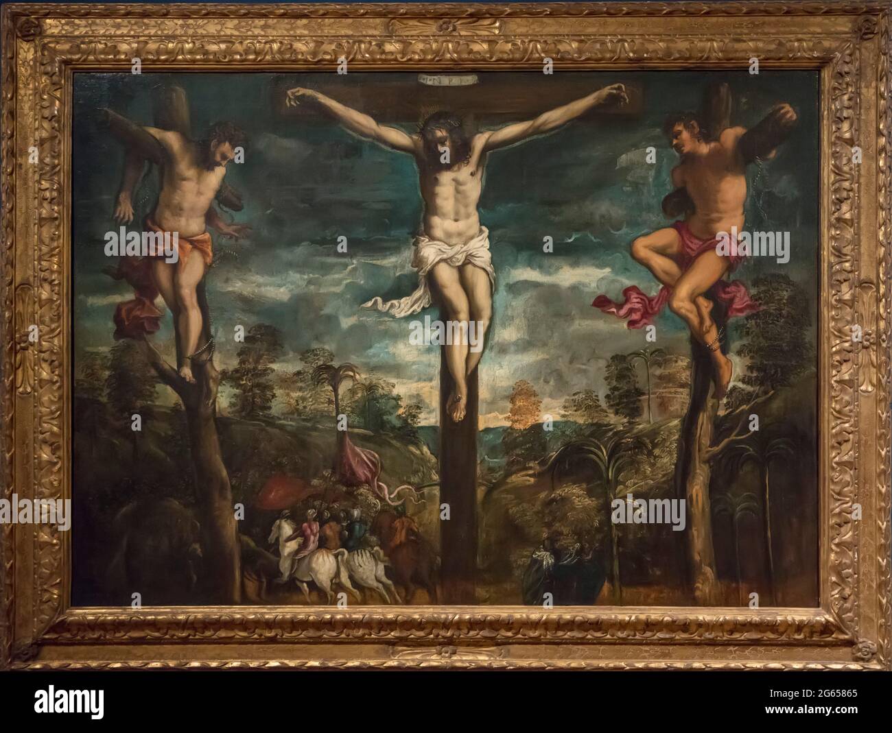 La Crocifissione c.1550 di Jacopo Robusti, il Tintoretto nel Museo Soumaya, Città del Messico, Messico Foto Stock