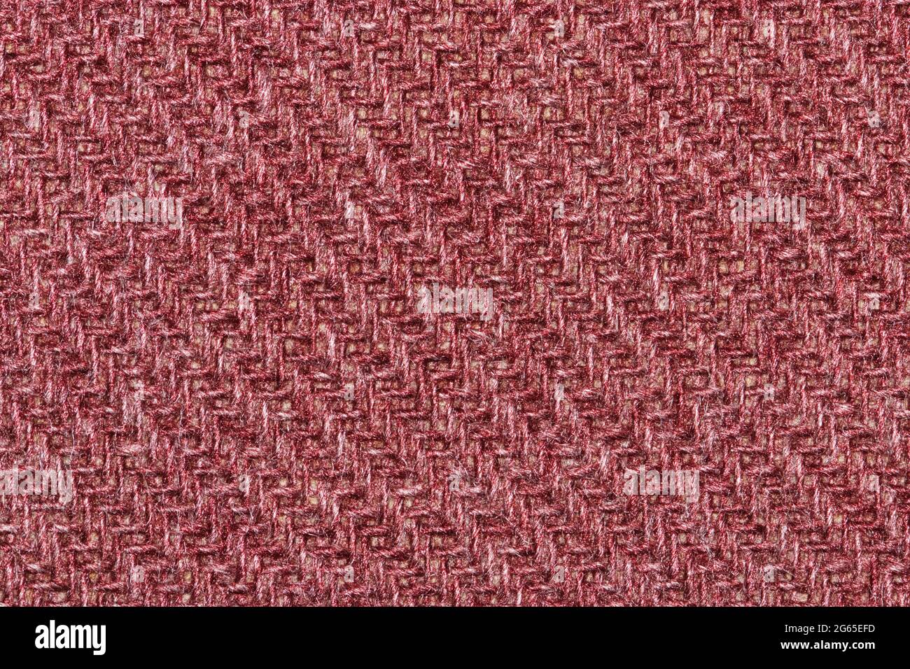 Tessuto di lana tessuto rosso blush, tessuto piatto macro campione di colore campione. Foto Stock