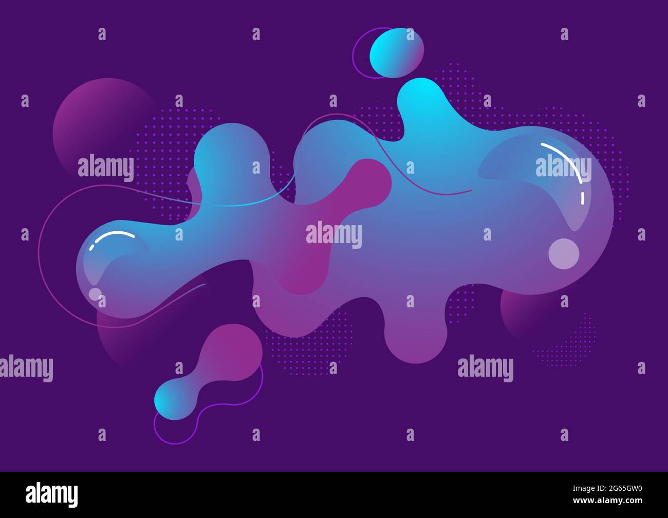 Sfondo geometrico viola e blu. Composizione di liquidi e forme. Illustratore grafico vettoriale gradiente Illustrazione Vettoriale