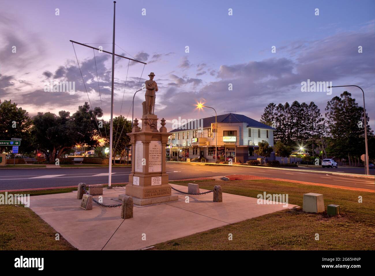 Tramonto sul Gin Gin Hotel Gin Gin Queensland Australia Foto Stock