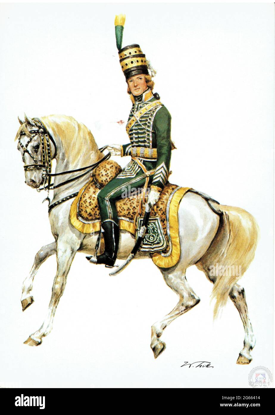 officier du 6e régiment de chasseurs à cheval durant la Révolution Foto Stock