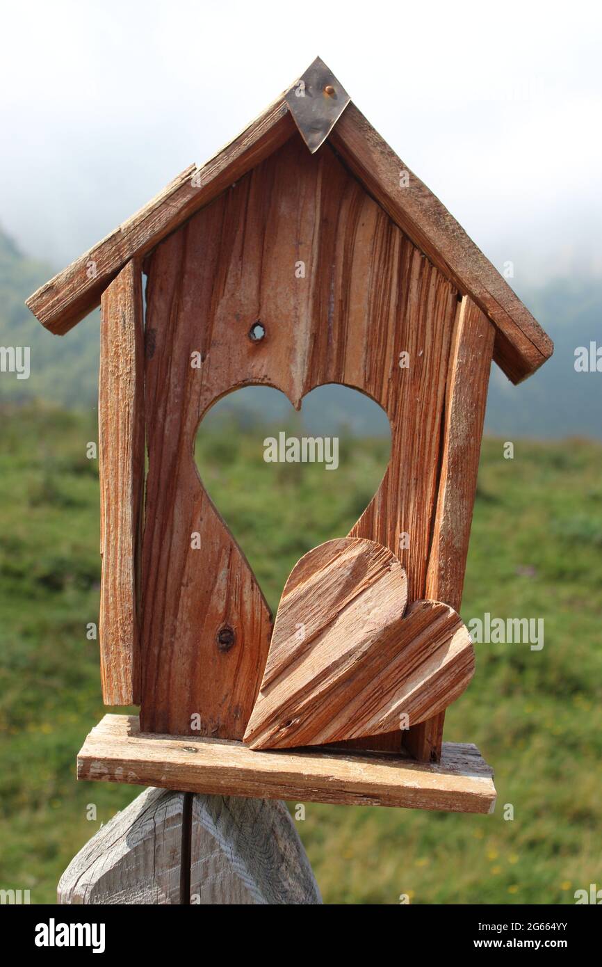 Un primo piano di un palo di legno Foto Stock