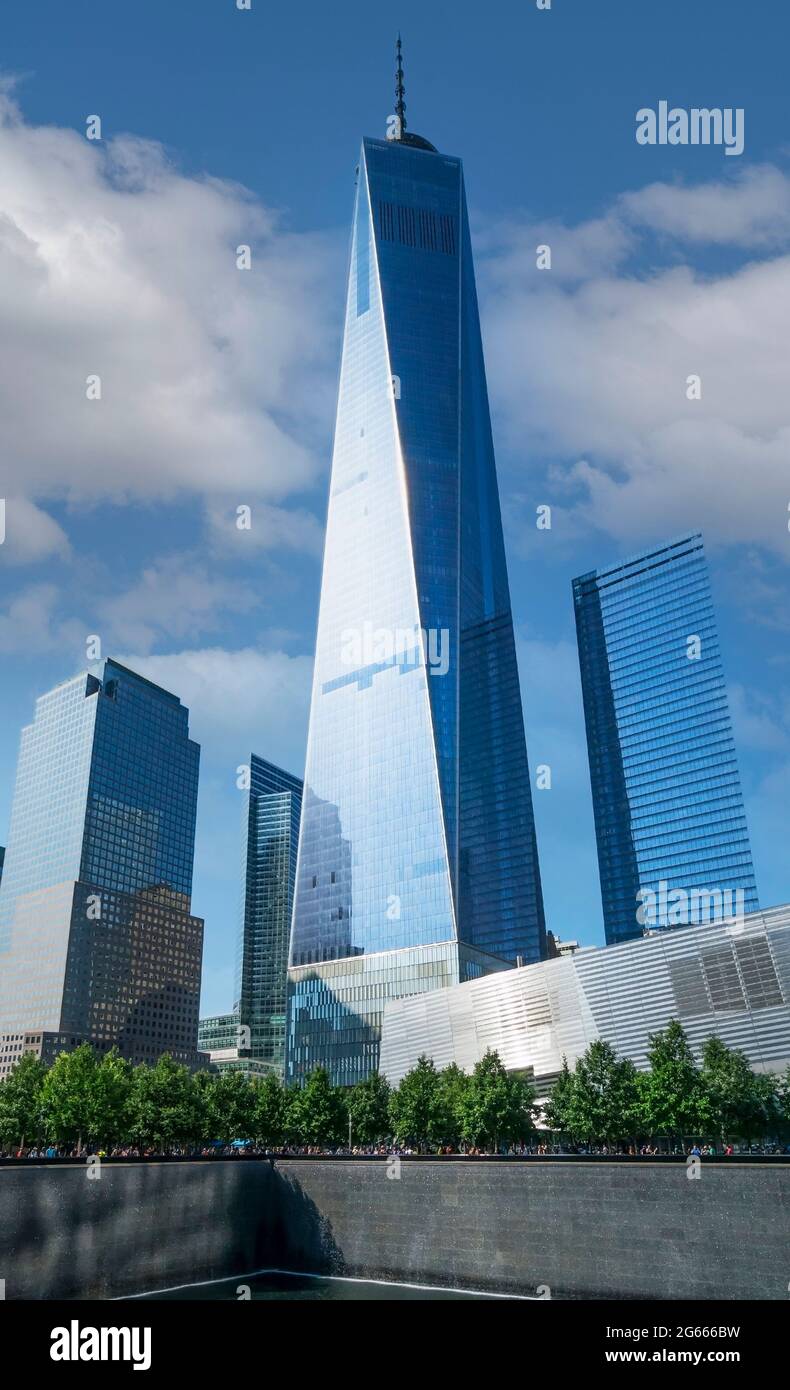 La Freedom Tower e gli edifici del New World Trade Center a New York City Foto Stock