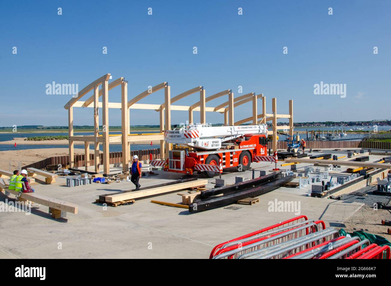 Nuova casa di rnli in costruzione, Wells-next-the-Sea, North Norfolk, UK. Foto Stock