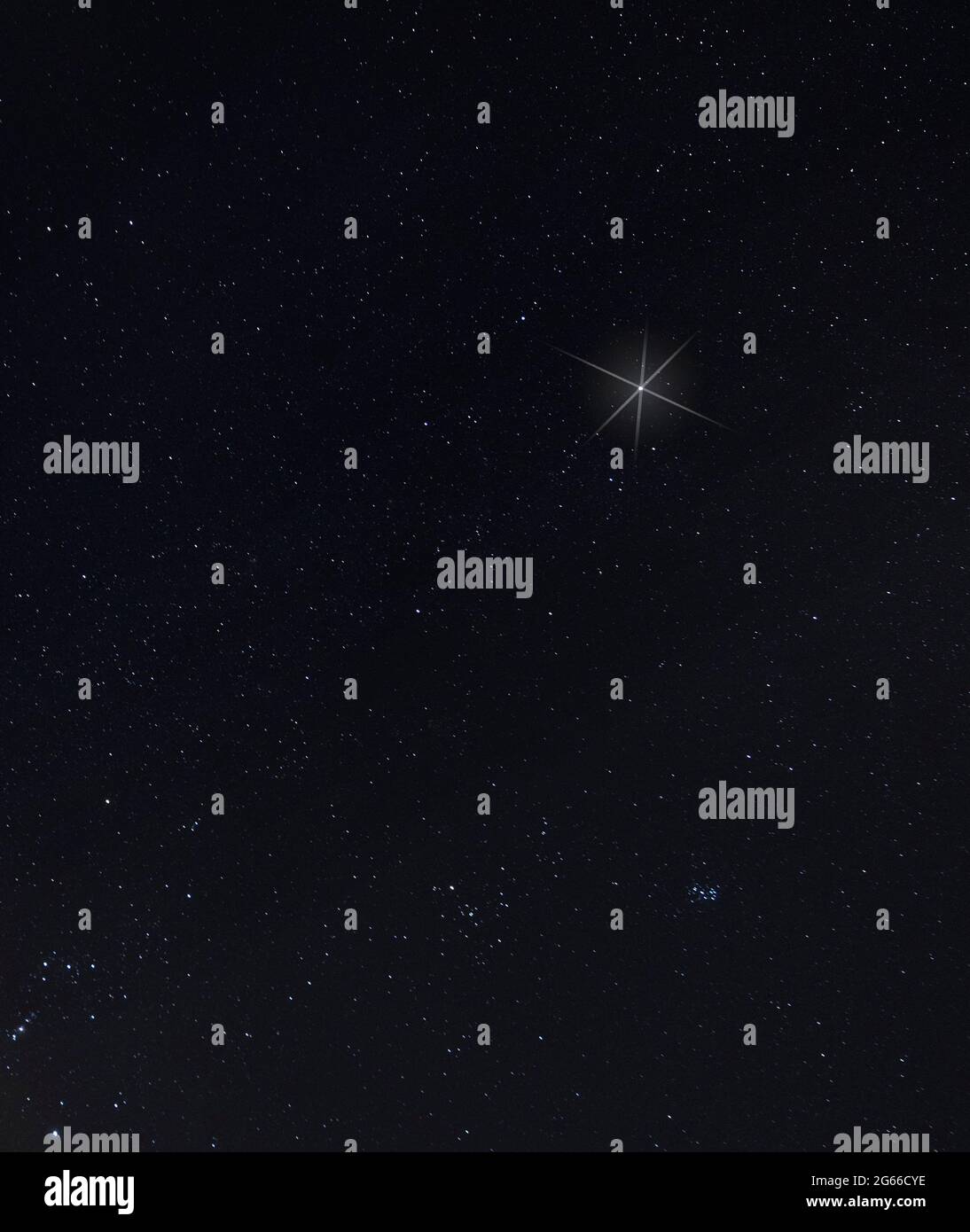Brillante stella di Natale nel cielo notturno sopra Raeford North Carolina in inverno. Foto Stock
