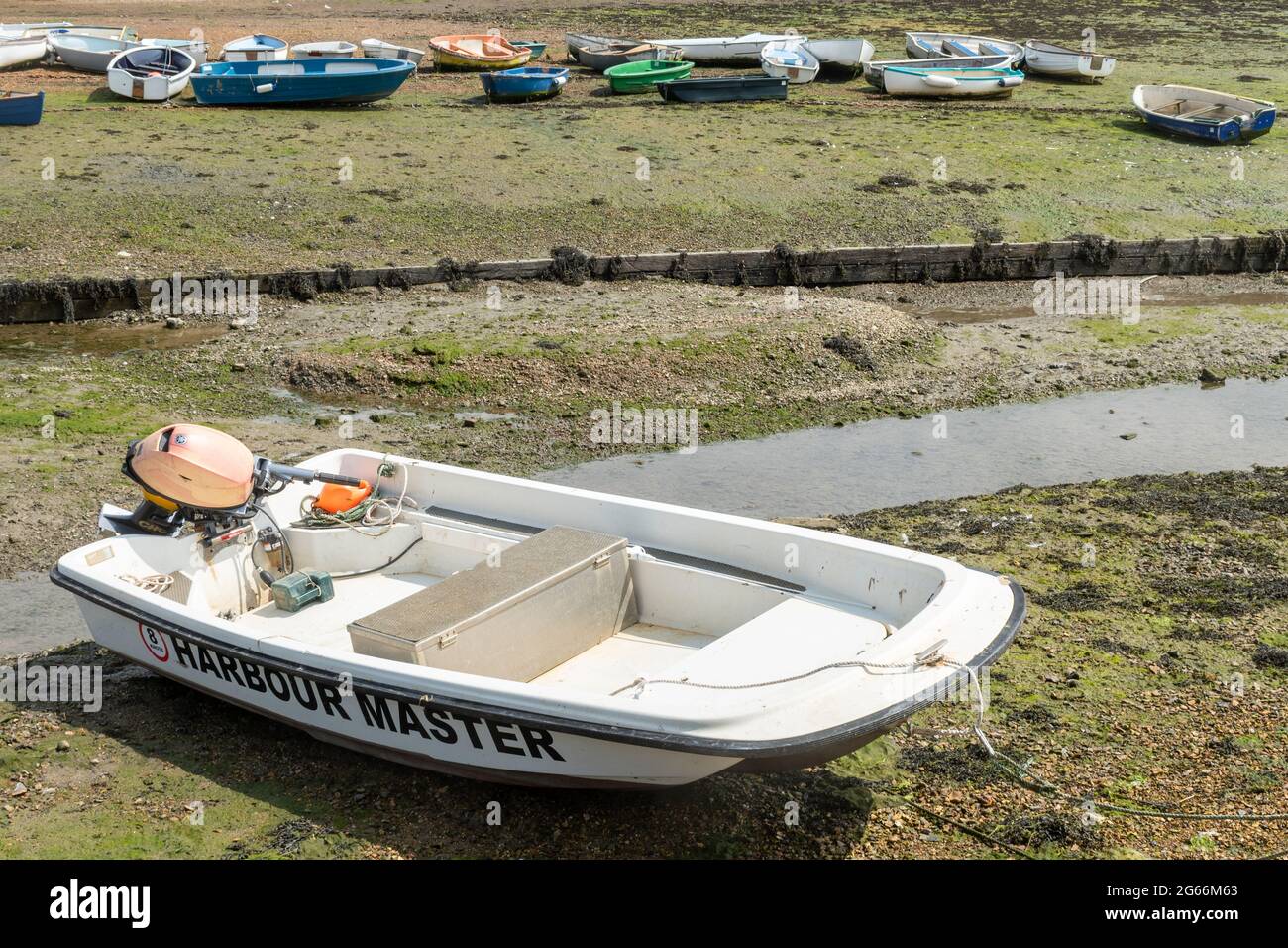 Porto master boat a Emsworth Harbour in Hampshire, Inghilterra, Regno Unito Foto Stock