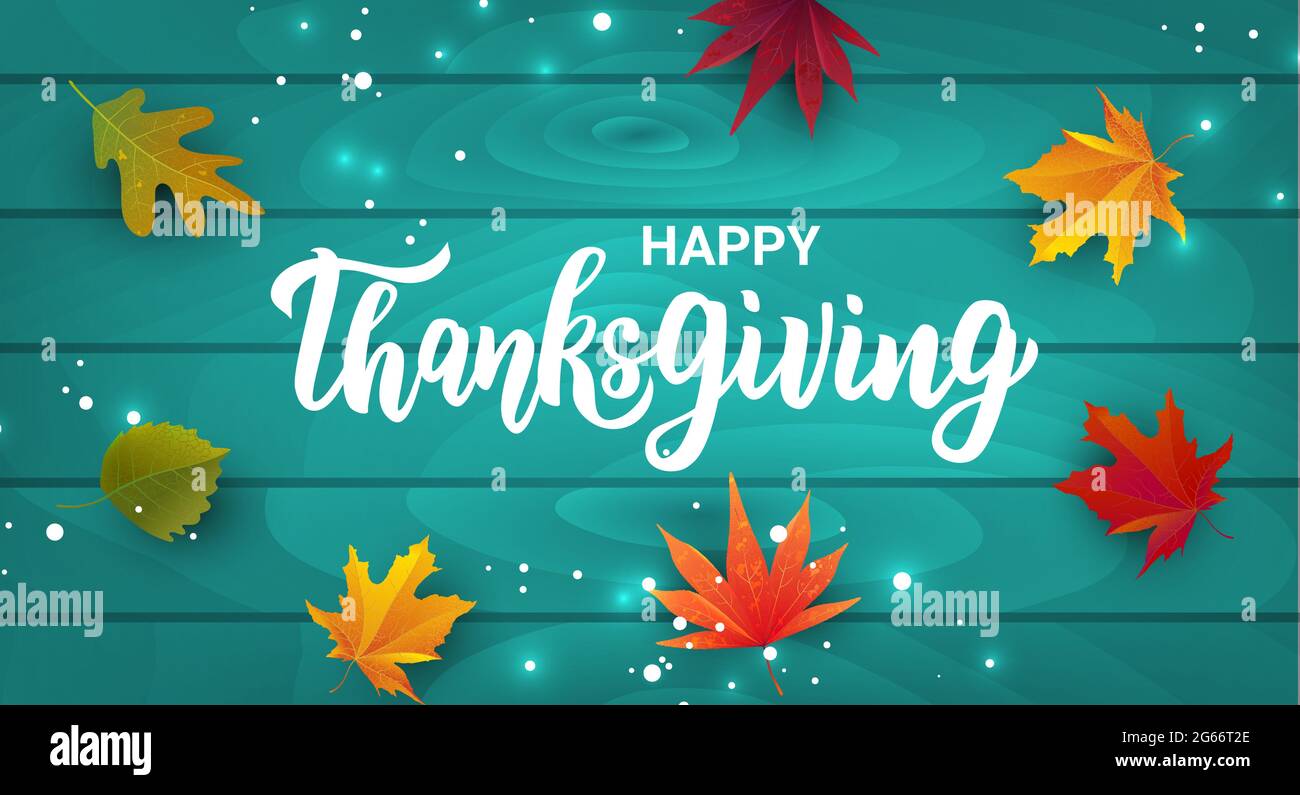 Testo con lettere a mano per il Ringraziamento felice. Biglietto d'auguri per la celebrazione del giorno del Ringraziamento. Illustrazione Vettoriale
