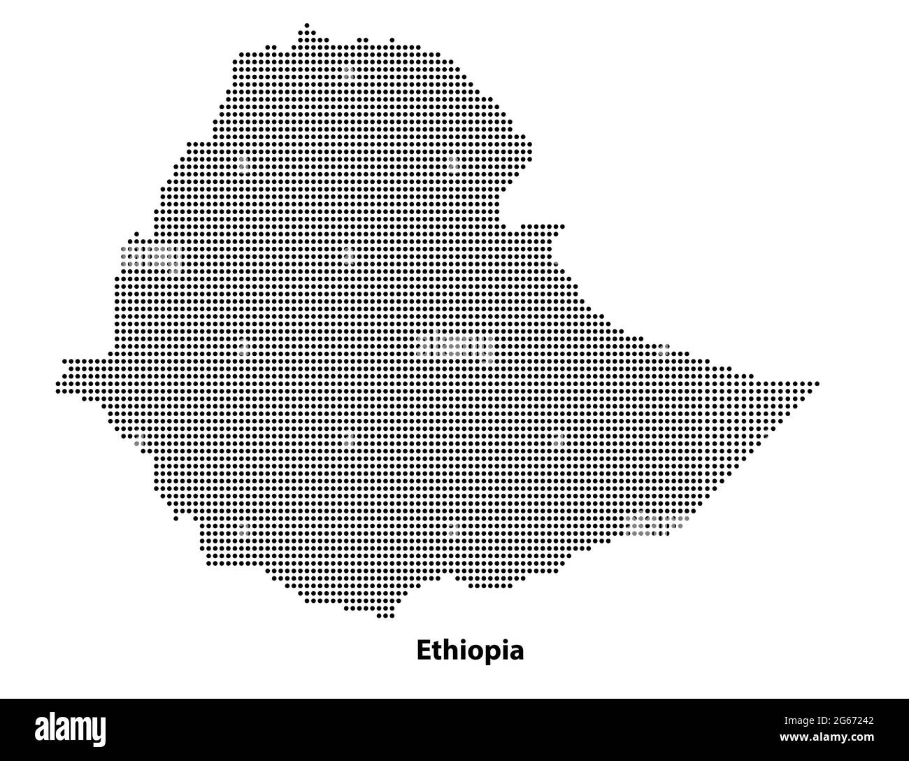 Mappa vettoriale a mezzitoni punteggiata del paese etiope per il vostro progetto, concetto di illustrazione di viaggio. Illustrazione Vettoriale