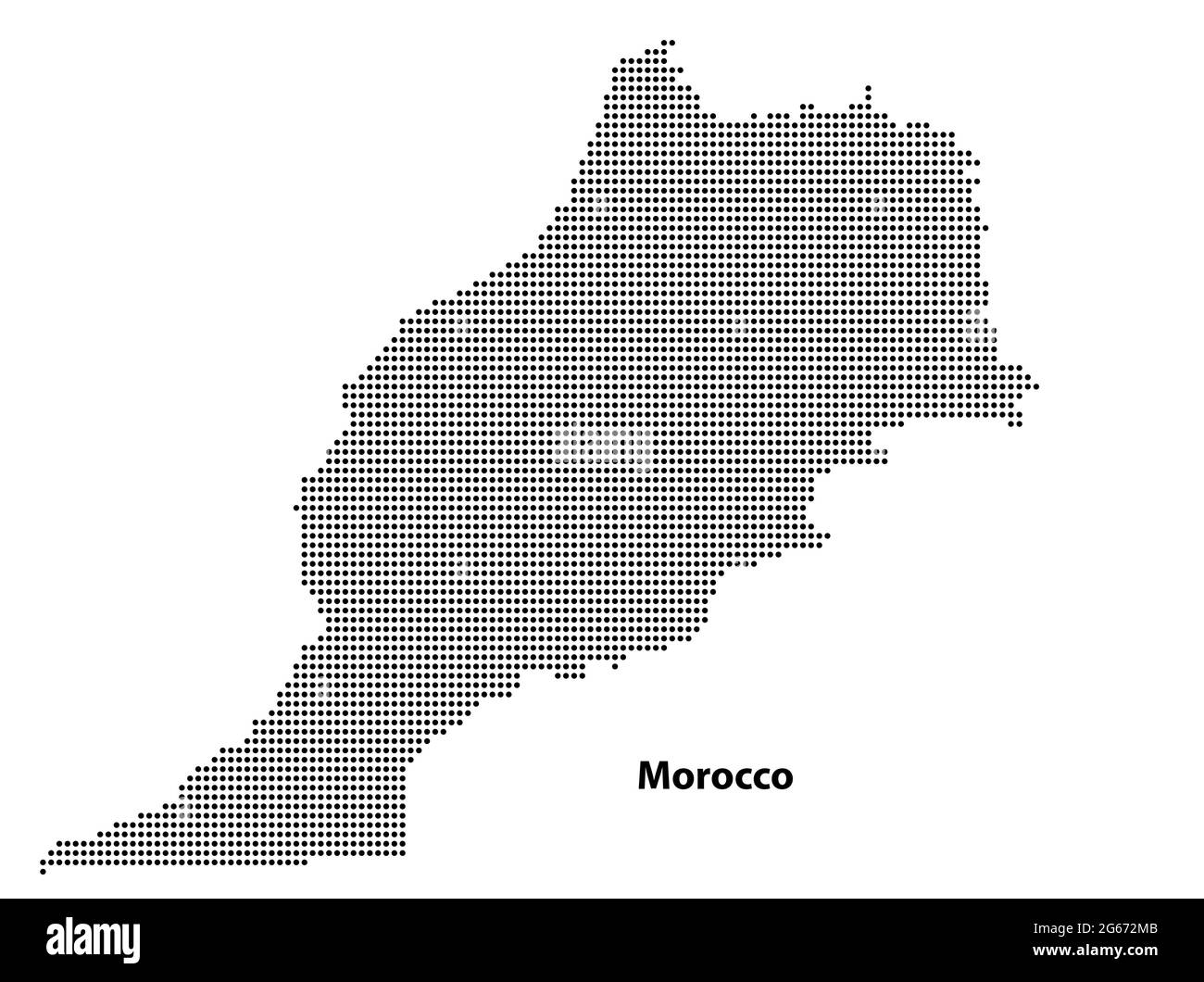 Mappa vettoriale a mezzitoni punteggiata del paese del Marocco per il vostro disegno, concetto di illustrazione di viaggio. Illustrazione Vettoriale