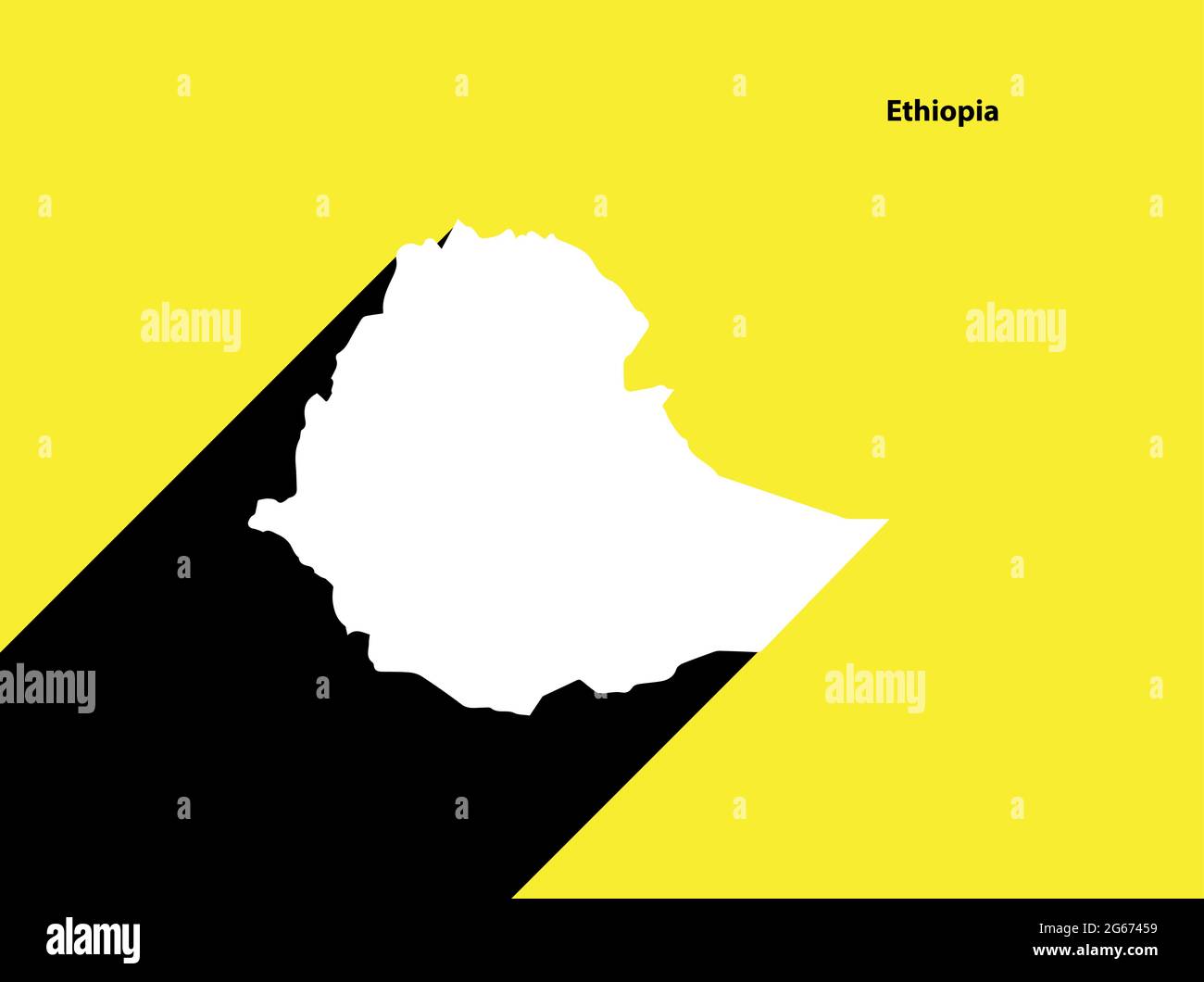 Mappa Etiopia su poster retrò con ombra lunga. Segno vintage facile da modificare, manipolare, ridimensionare o colorare. Illustrazione Vettoriale
