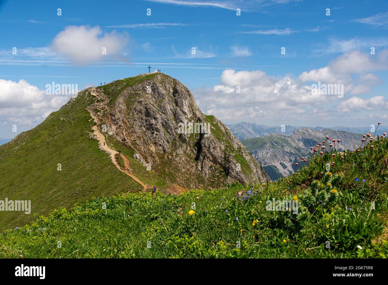 Vista di Eisenerzer Reichenstein, Präbichl, Austria Foto Stock