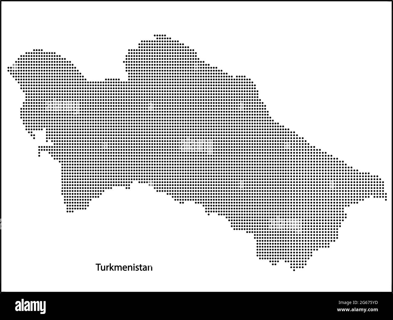 Mappa vettoriale a mezzitoni punteggiata del paese del Turkmenistan per il tuo progetto, concetto di illustrazione di viaggio. Illustrazione Vettoriale