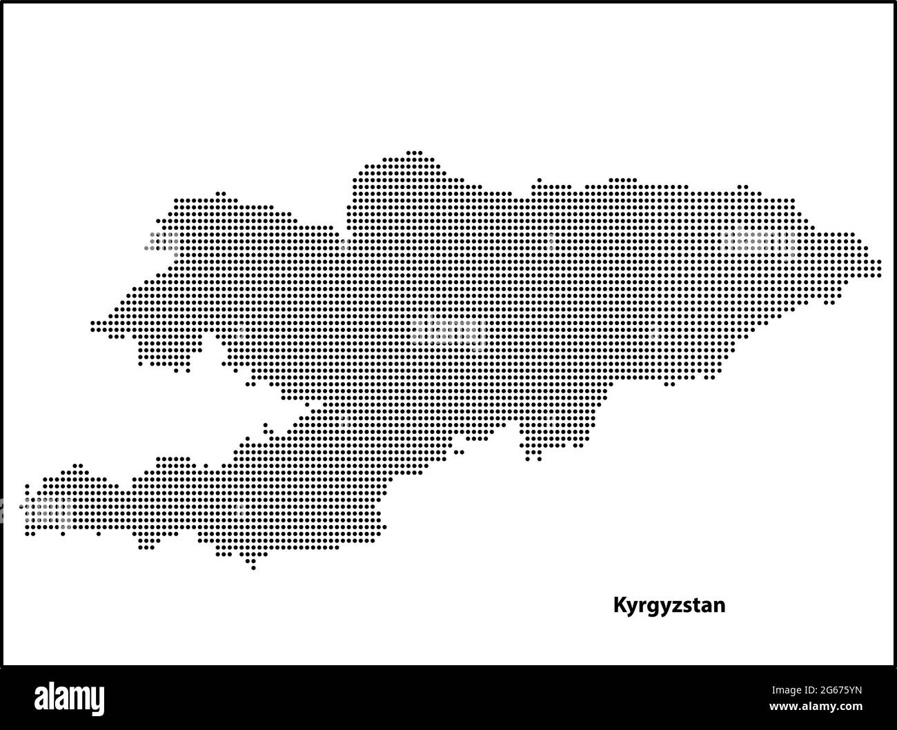 Mappa vettoriale a mezzitoni punteggiata del paese del Kirghizistan per il vostro disegno, concetto di illustrazione di viaggio. Illustrazione Vettoriale