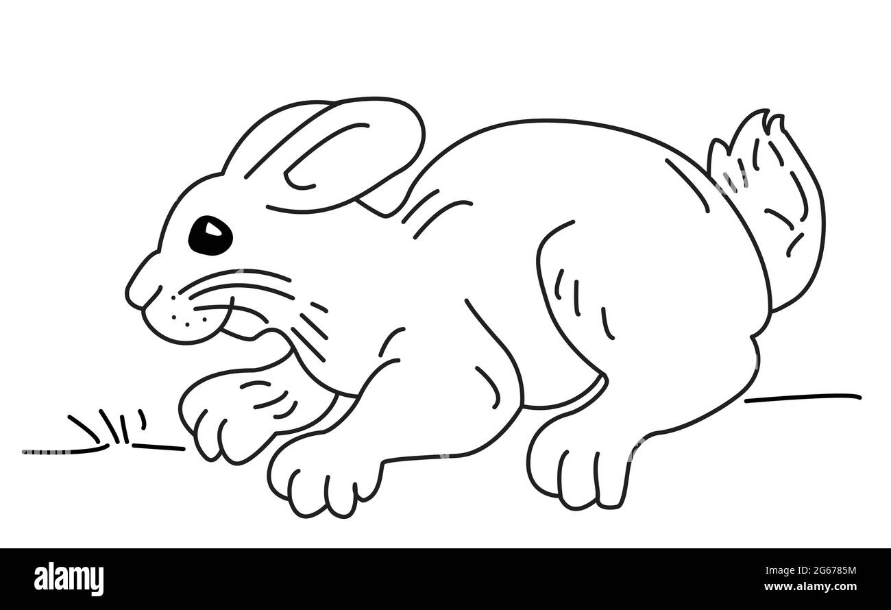 Coniglio che corre a terra - Kids Drawing Vector Art Illustrazione Vettoriale