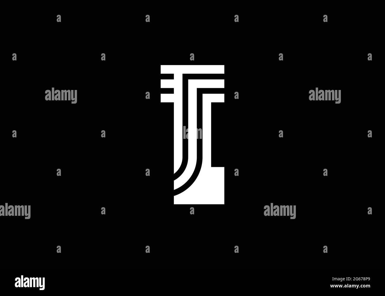 White Capital Lines Letter I. Creative Line Letters Design, Graphic Alphabet Symbol for Logo, Poster, Invitation. Illustrazione vettoriale Illustrazione Vettoriale