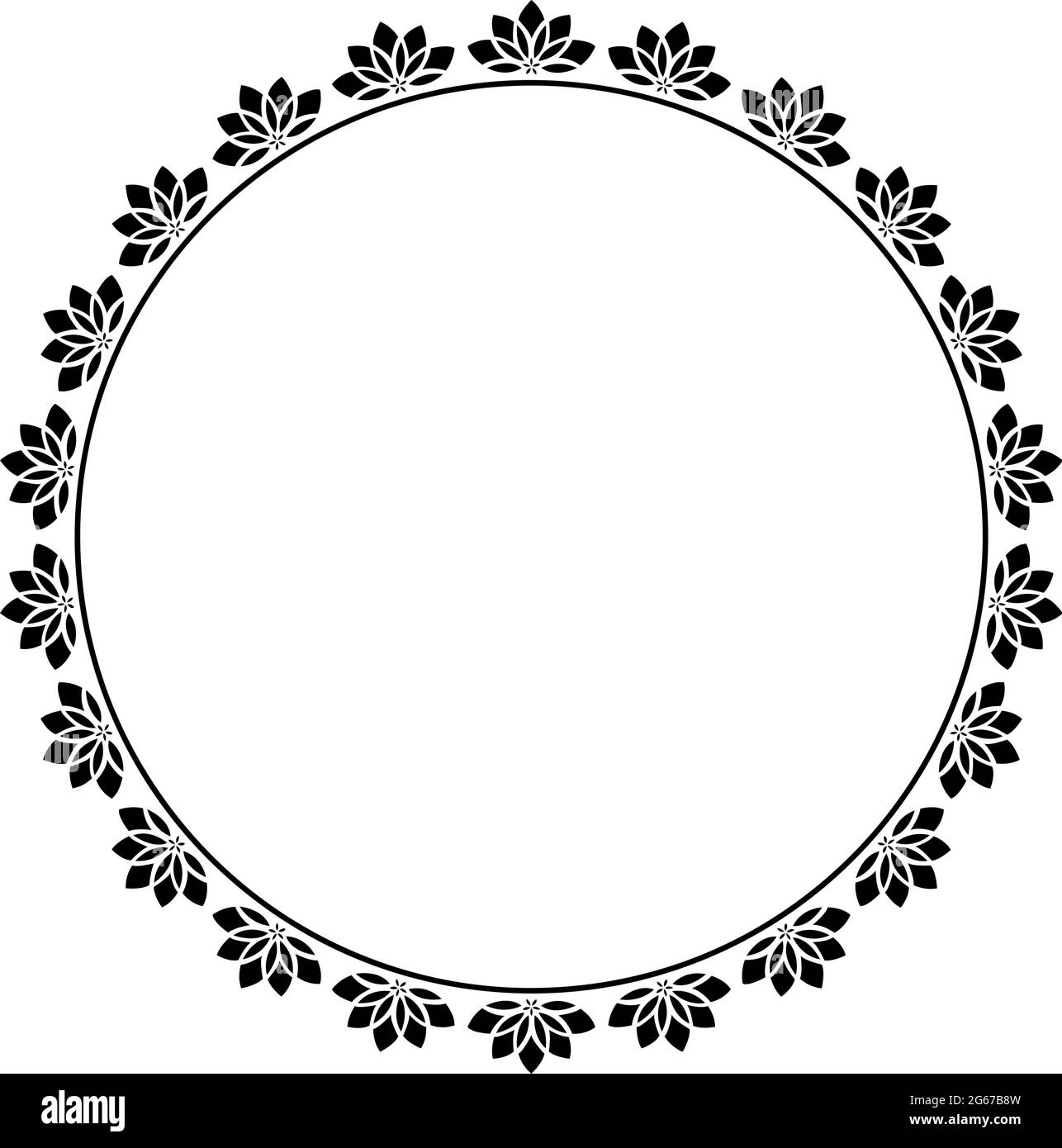 Design con cornice rotonda floreale isolato su sfondo bianco - illustrazione vettoriale Illustrazione Vettoriale