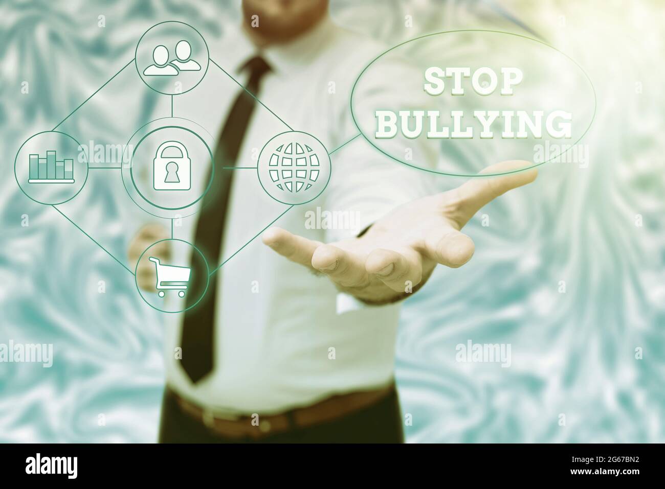 Testo scritto a mano Arresta il bullismo. Business concept che esonera la loro campagna contro la violenza verso le vittime Gentelman Uniform Standing New Foto Stock