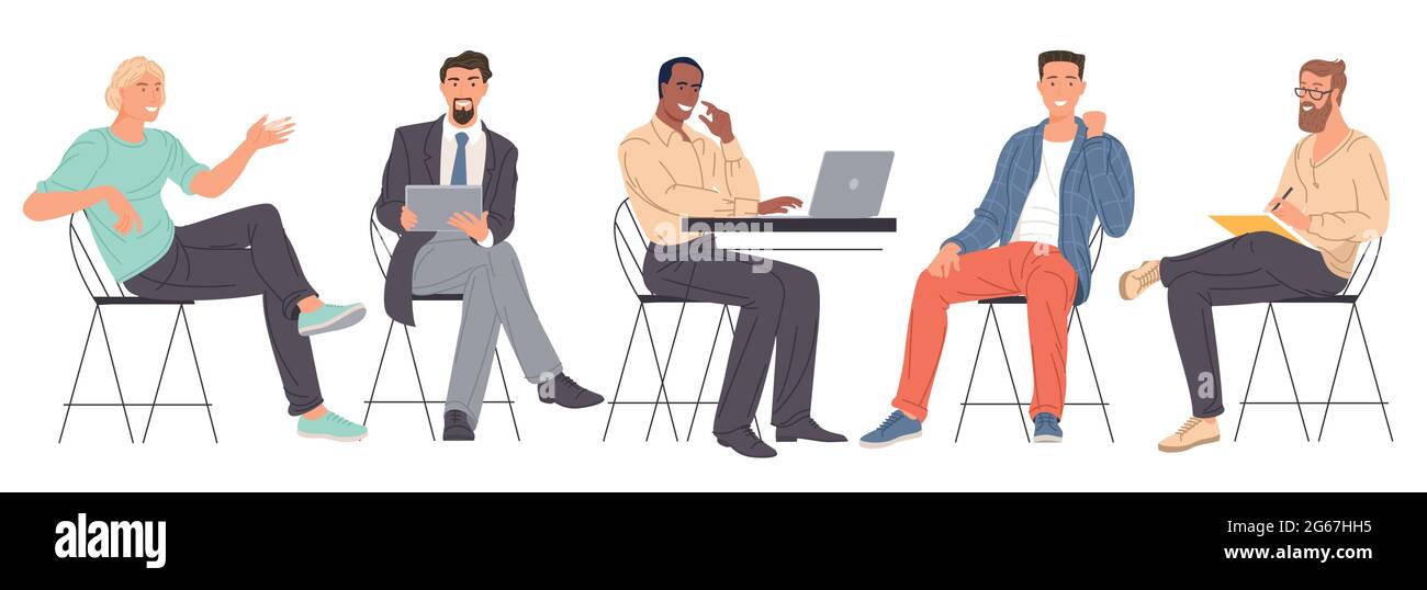 Giovani uomini che lavorano in ufficio Illustrazione Vettoriale