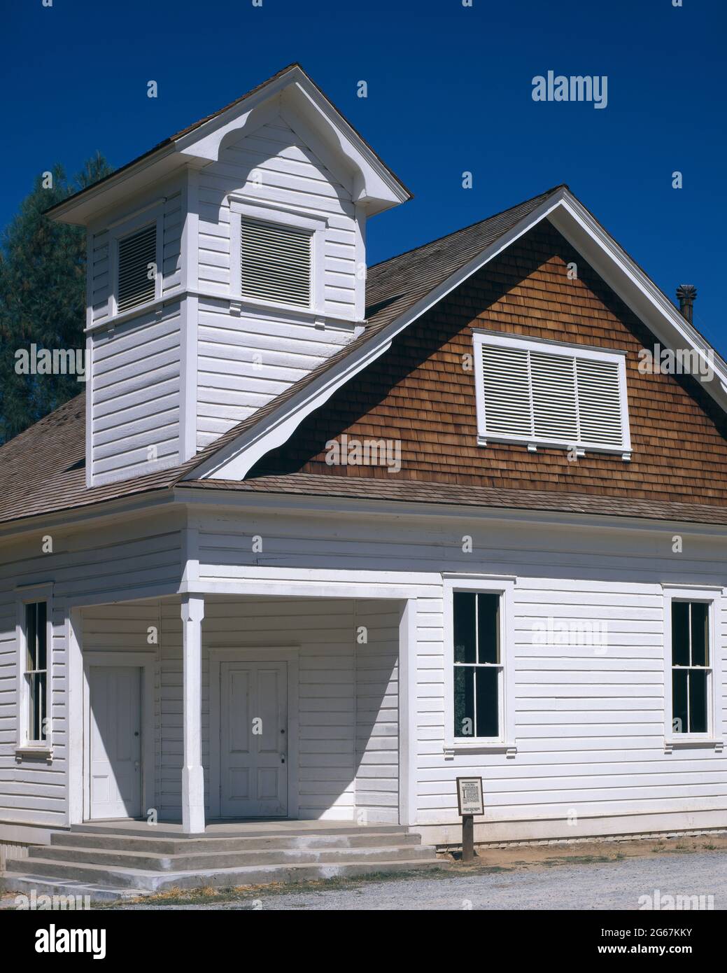 Schoolhouse nel Marshall Gold Discovery state Historic Park, Coloma, California. Foto Stock