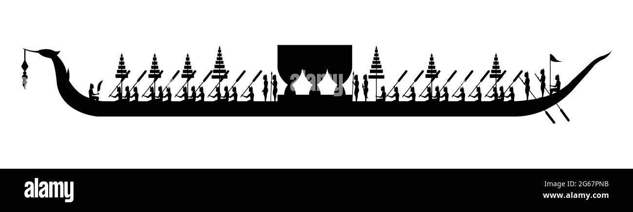 silhouette di barca reale tailandese, illustrazione vettoriale Illustrazione Vettoriale