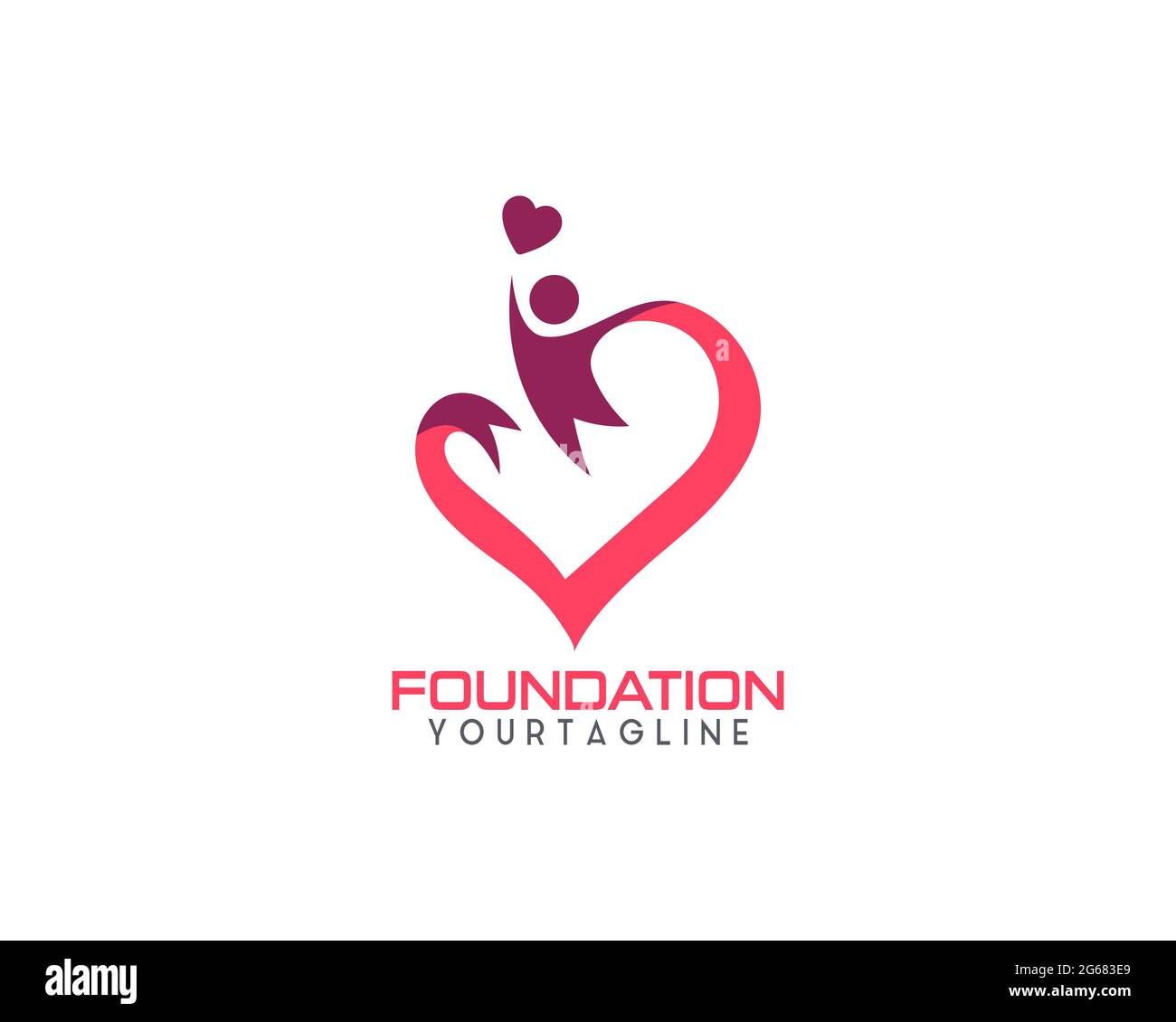 Simbolo del vettore cardiaco. Logotipo del nastro del giorno di San Valentino. Linea astratta logo salute medica icona design. Illustrazione Vettoriale
