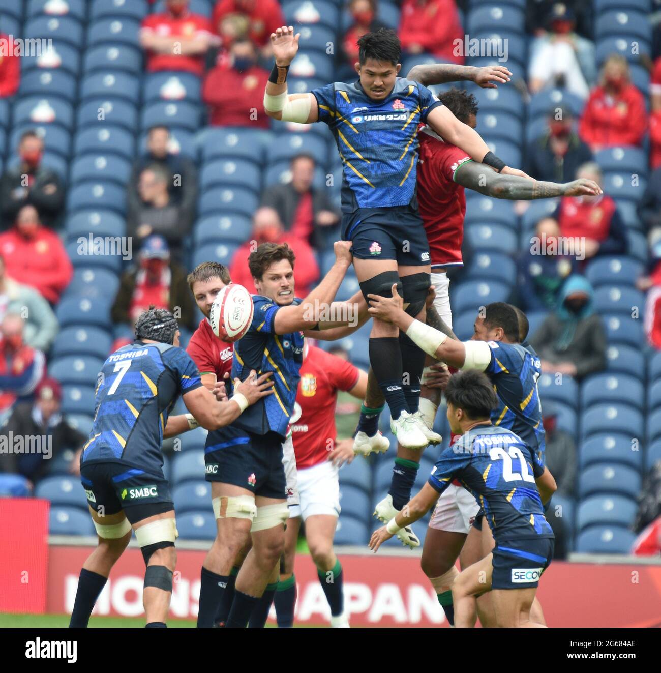BT Murrayfield .Edinburgh.Scotland UK. Vince la partita di Coppa del 26 giugno-21 1888 tra i Lions britannici e irlandesi e il Giappone Kazuki Himeno Foto Stock