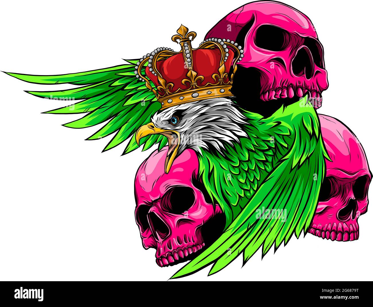 Illustrazione vettoriale di re Eagle e Skulls Illustrazione Vettoriale Illustrazione vettoriale di re Eagle e Skulls Illustrazione Vettoriale