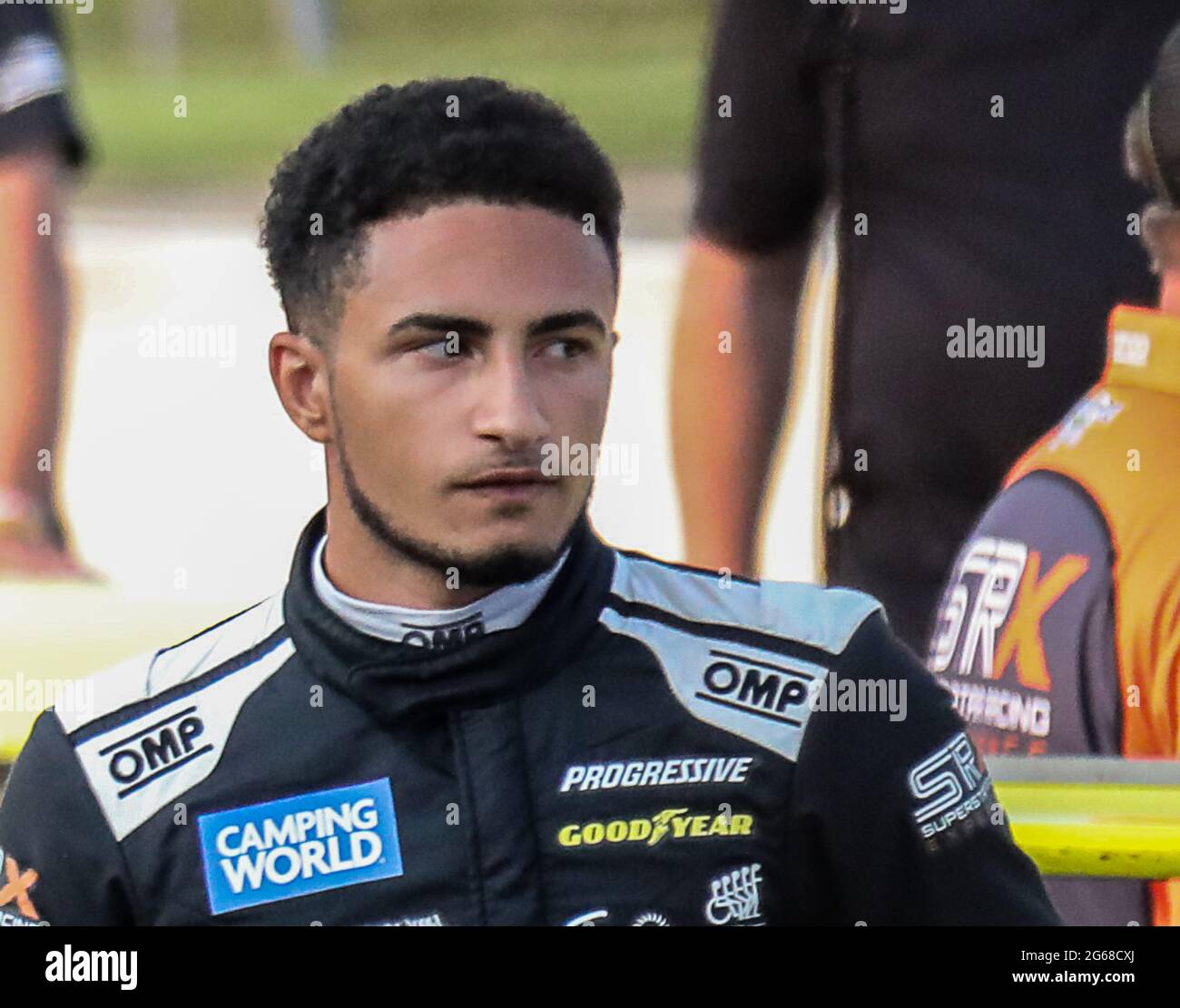 Indianapolis, Stati Uniti. 03 luglio 2021. Ernie Francis Jr attende l'inizio del 2021 SRX Independence Showdown al Lucas Oil Raceway sabato 3 luglio 2021 a Indianapolis, Indiana. Francesco ha vinto l'evento. Foto di Edwin Locke/UPI Credit: UPI/Alamy Live News Foto Stock