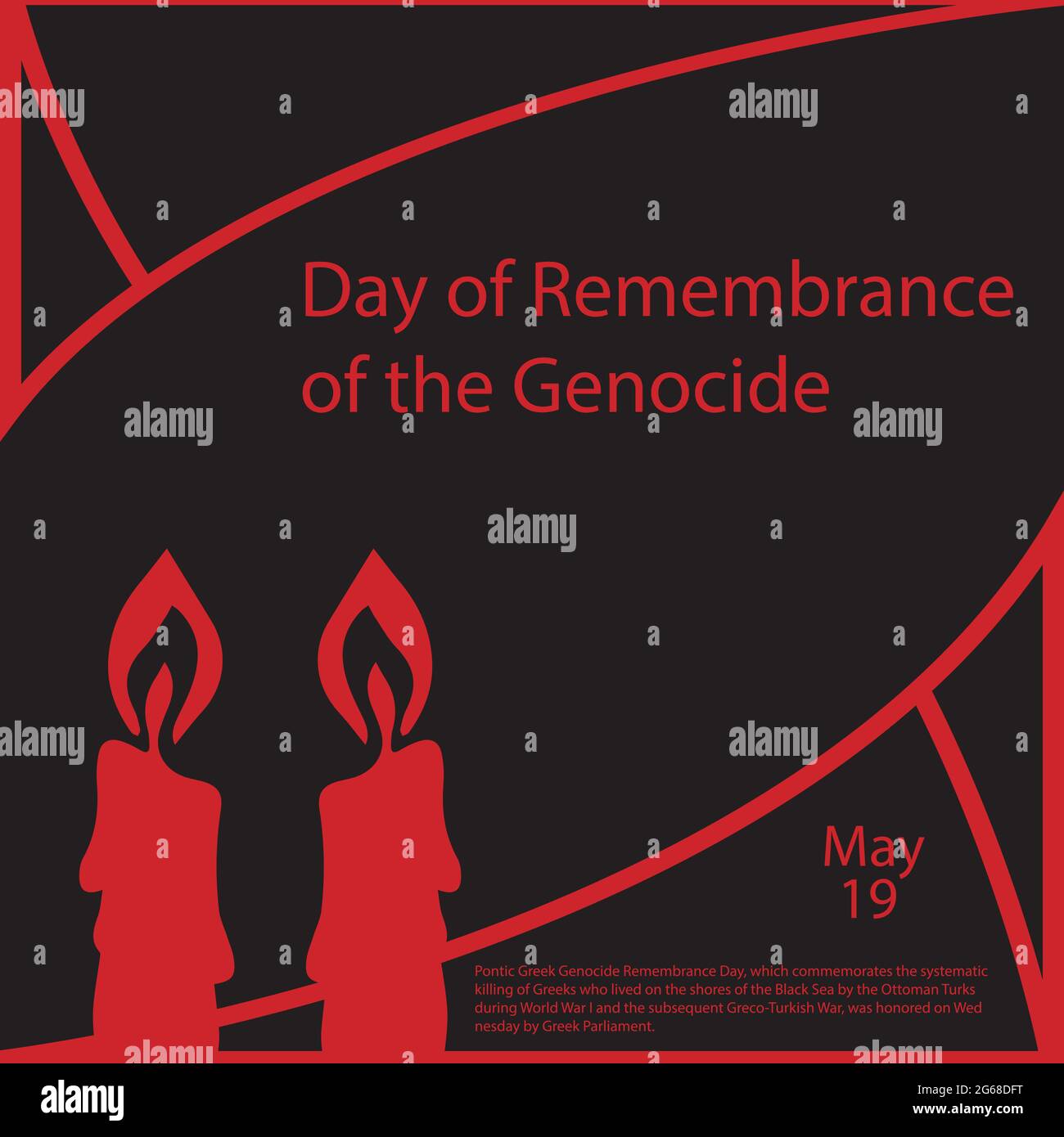 Pontic Greek Genocide Remembrance Day, che commemora l'uccisione sistematica dei greci che vivevano sulle rive del Mar Nero da parte degli ottomani. Illustrazione Vettoriale