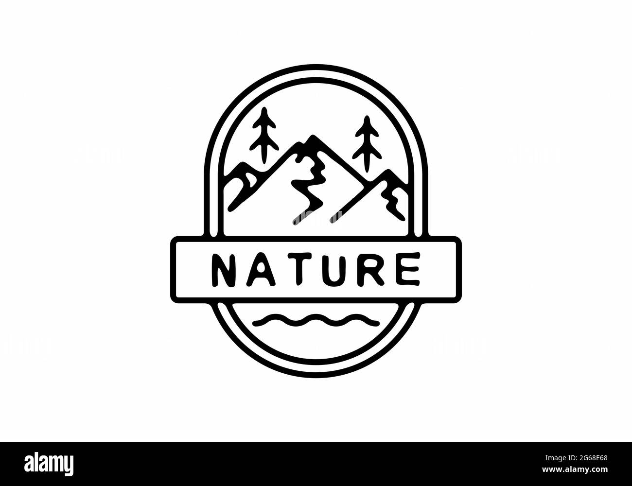Immagine in linea nera del badge natura Illustrazione Vettoriale