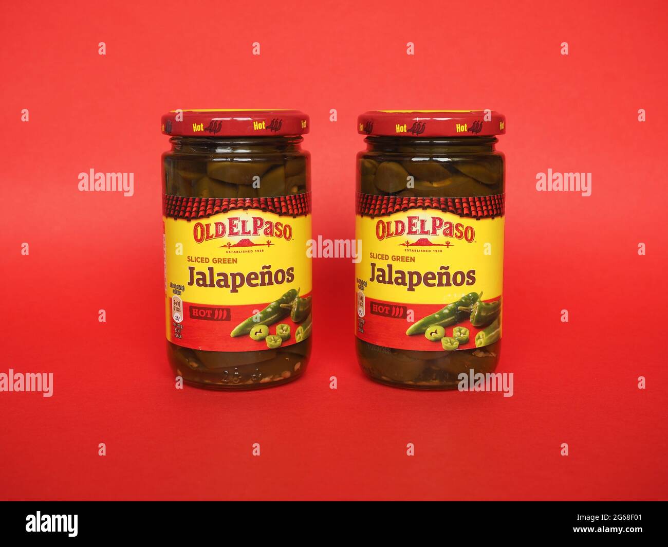 MINNEAPOLIS, USA - CIRCA GIUGNO 2021: Vasetto di Old El Paso a fette di Jalapenos verde Foto Stock