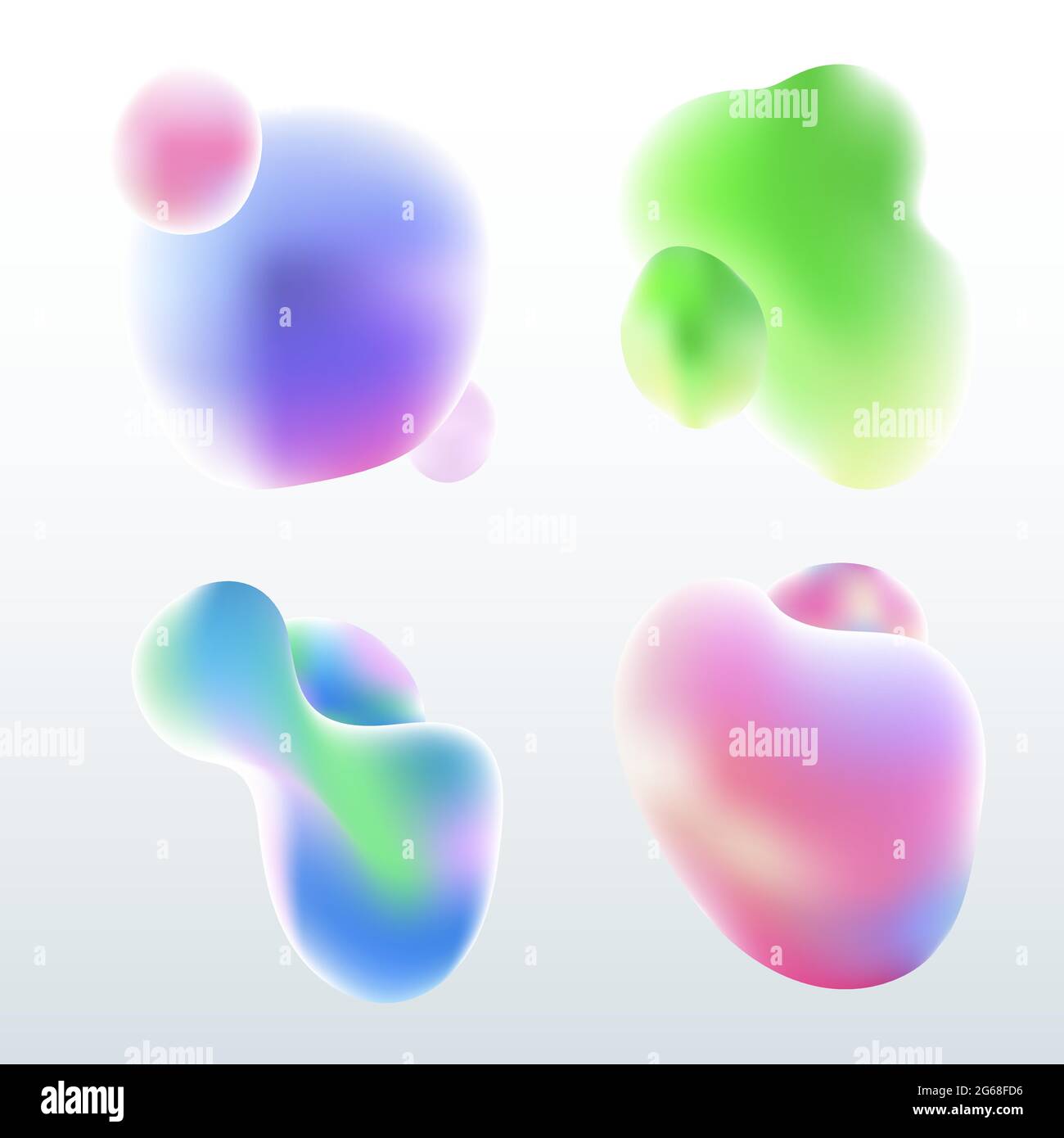 Set di elementi distintivi liquidi o fluidi forma un colore di gradiente vivace isolato su sfondo bianco. Illustrazione vettoriale Illustrazione Vettoriale
