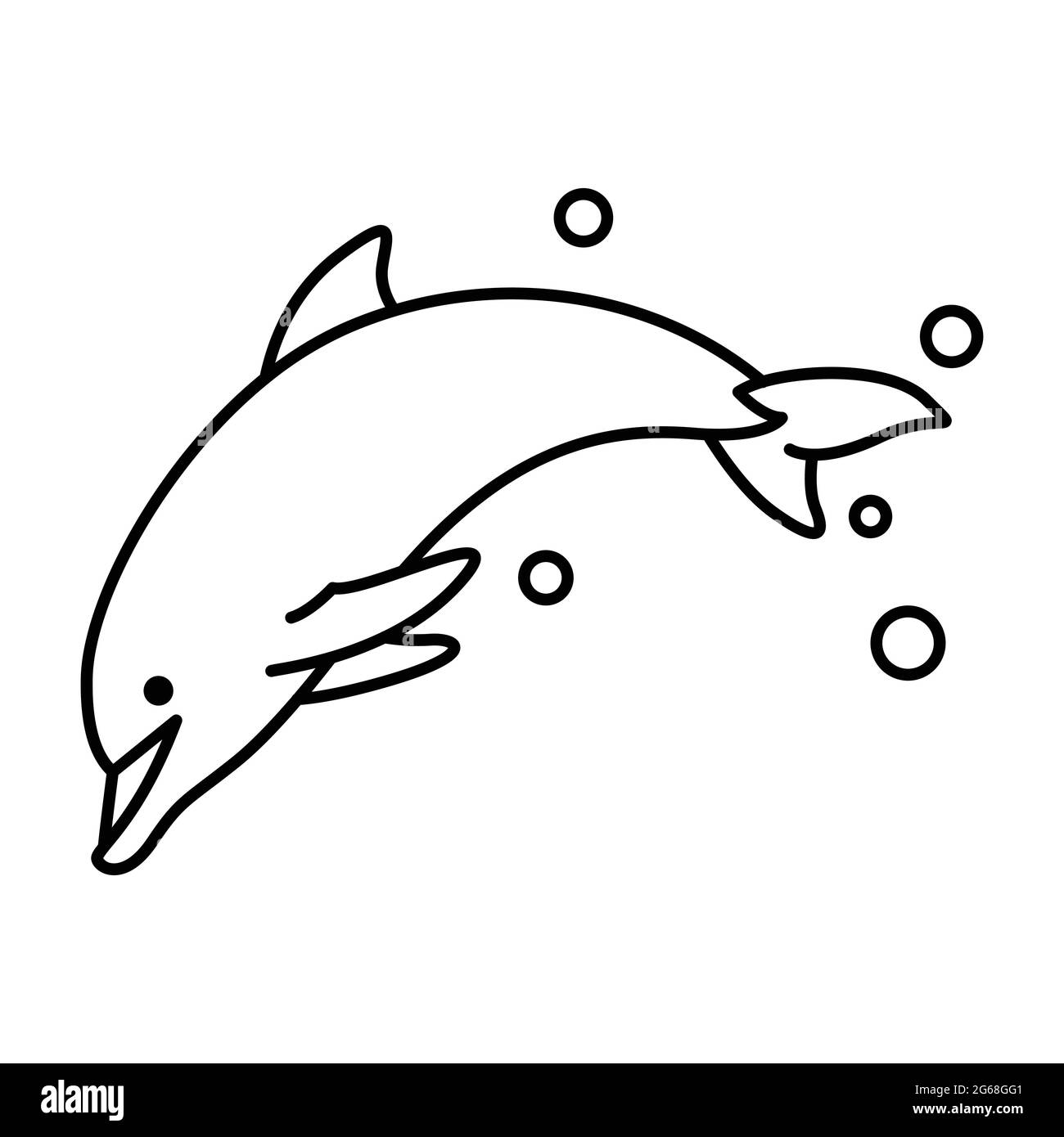 Illustrazione vettoriale della linea d'arte di un delfino Illustrazione Vettoriale